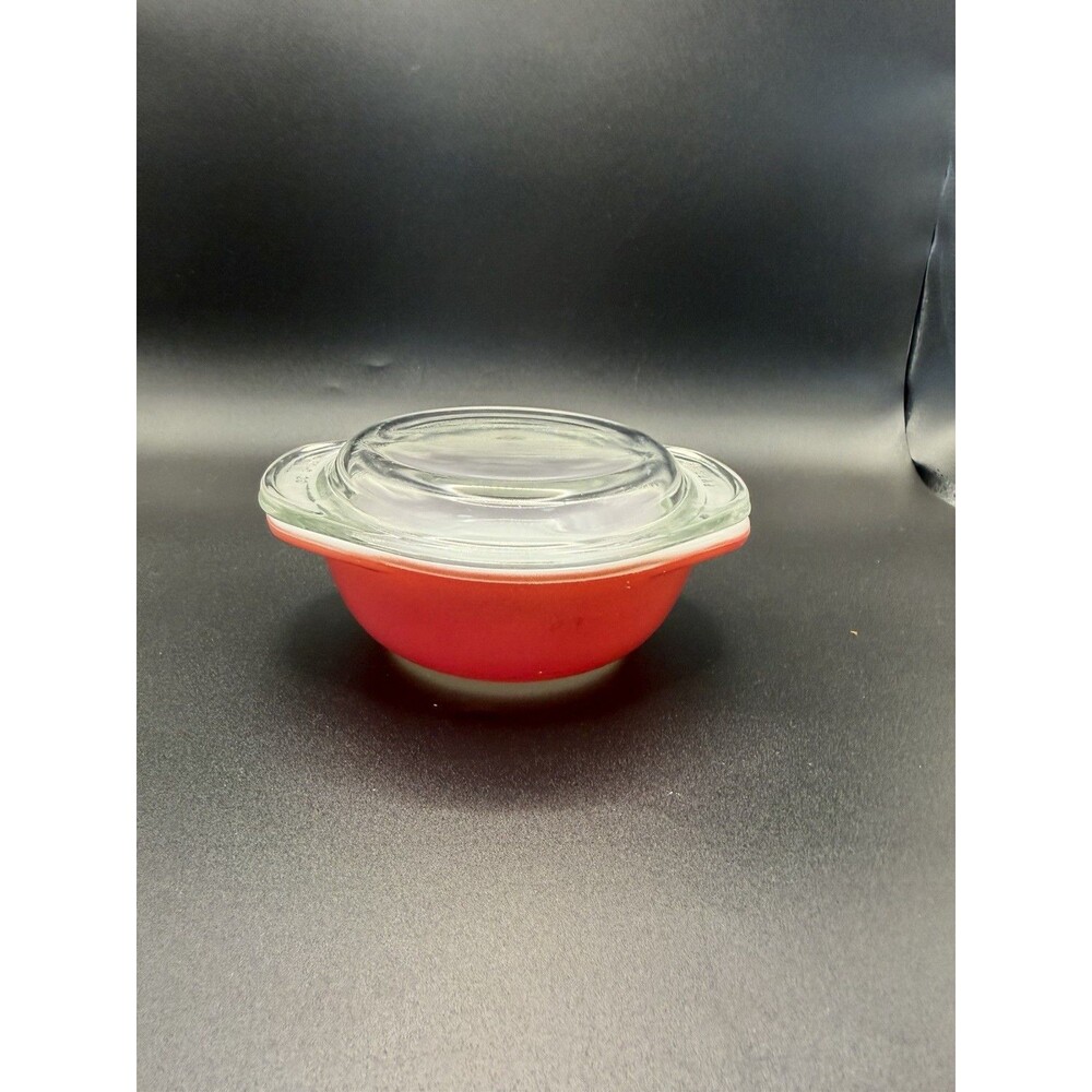 Vintage Pyrex 080 Red 8 oz Individual Casserole Dish with Glass Lid